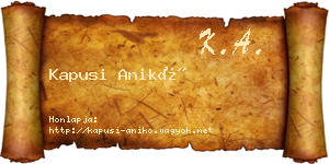 Kapusi Anikó névjegykártya